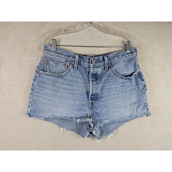 Levi's 501 Women's Denim Cut Off Jean Shorts Size 32 - Picture 2 of 3